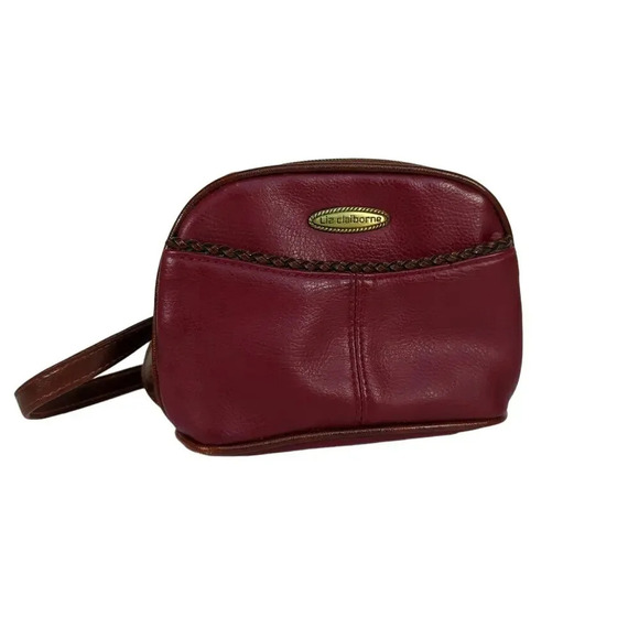 Vintage 1990s Liz Claiborne Red and Brown Leather Small Crossbody Purse - Picture 1 of 16